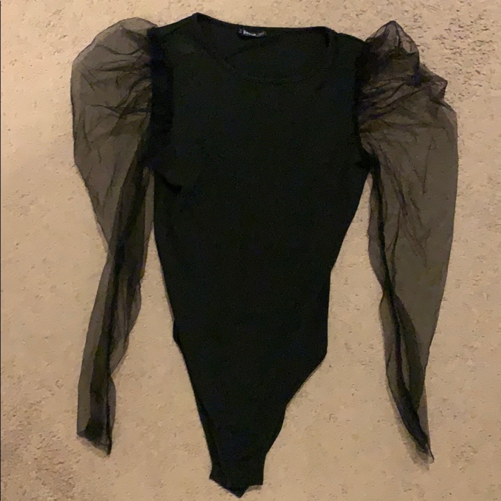 Shein Puff Sleeve Black Bodysuit